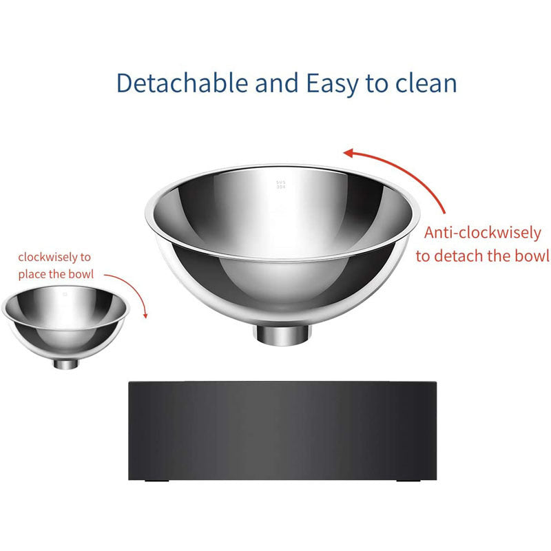 Adjustable Stainless Steel Cat Double Bowl - Black - Pet bowl