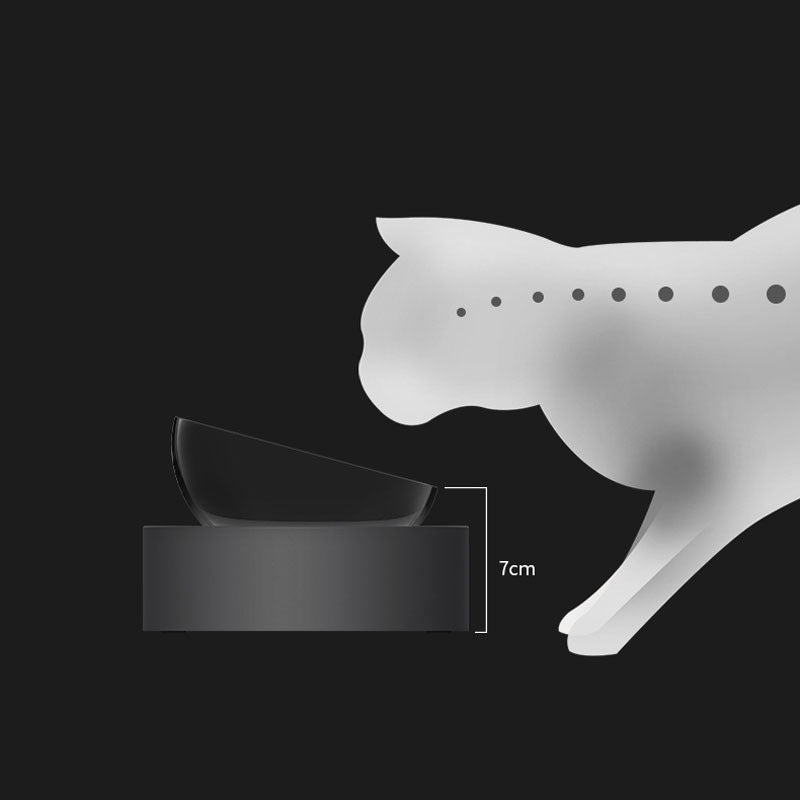Adjustable Stainless Steel Cat Double Bowl - Black - Pet bowl