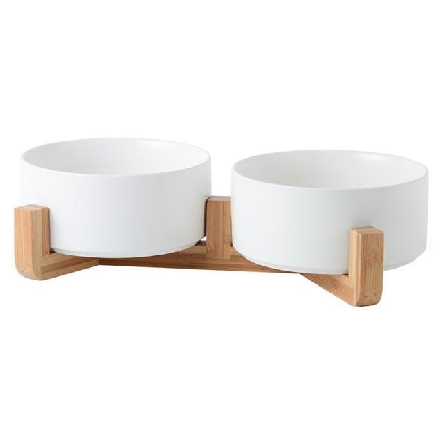Cat Bowl Double with Wooden Frame - Pet bowl
