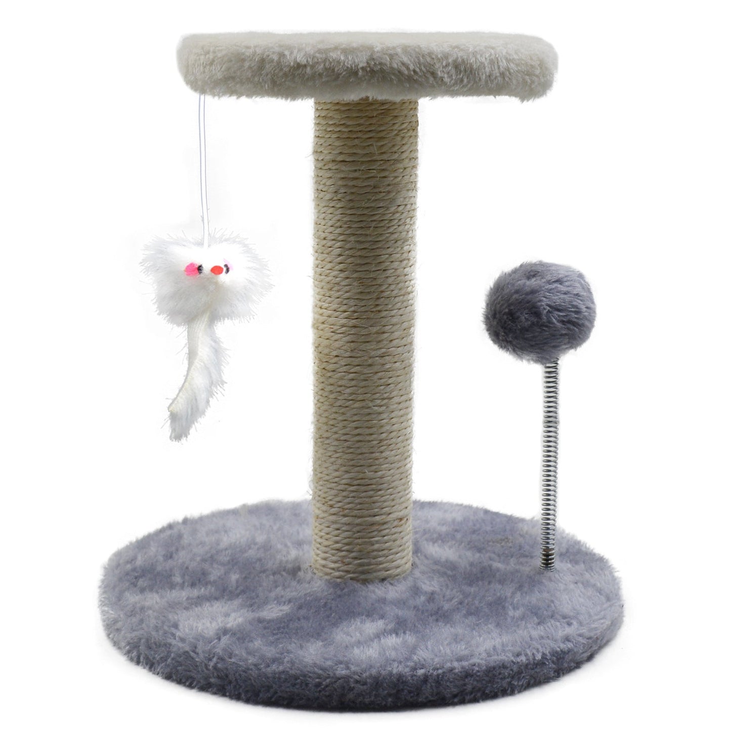 Cat Scratching Pole - Plush Light Grey - Cat Scratcher