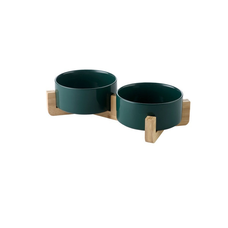 Ceramic cat food bowl - Green double A / 13CM - Cat Bowl