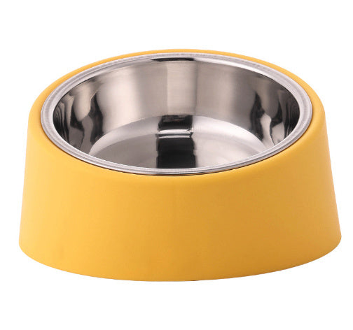 Deep Pet Bowl - 140 × 140 × 85mm / Stainless Steel Bowl Yellow - Pet bowl