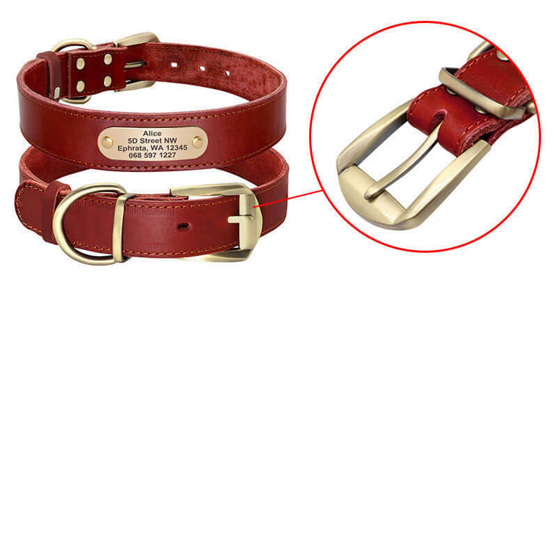 Dog Collar Personalized - Two Dark brick red / L - Dog collar