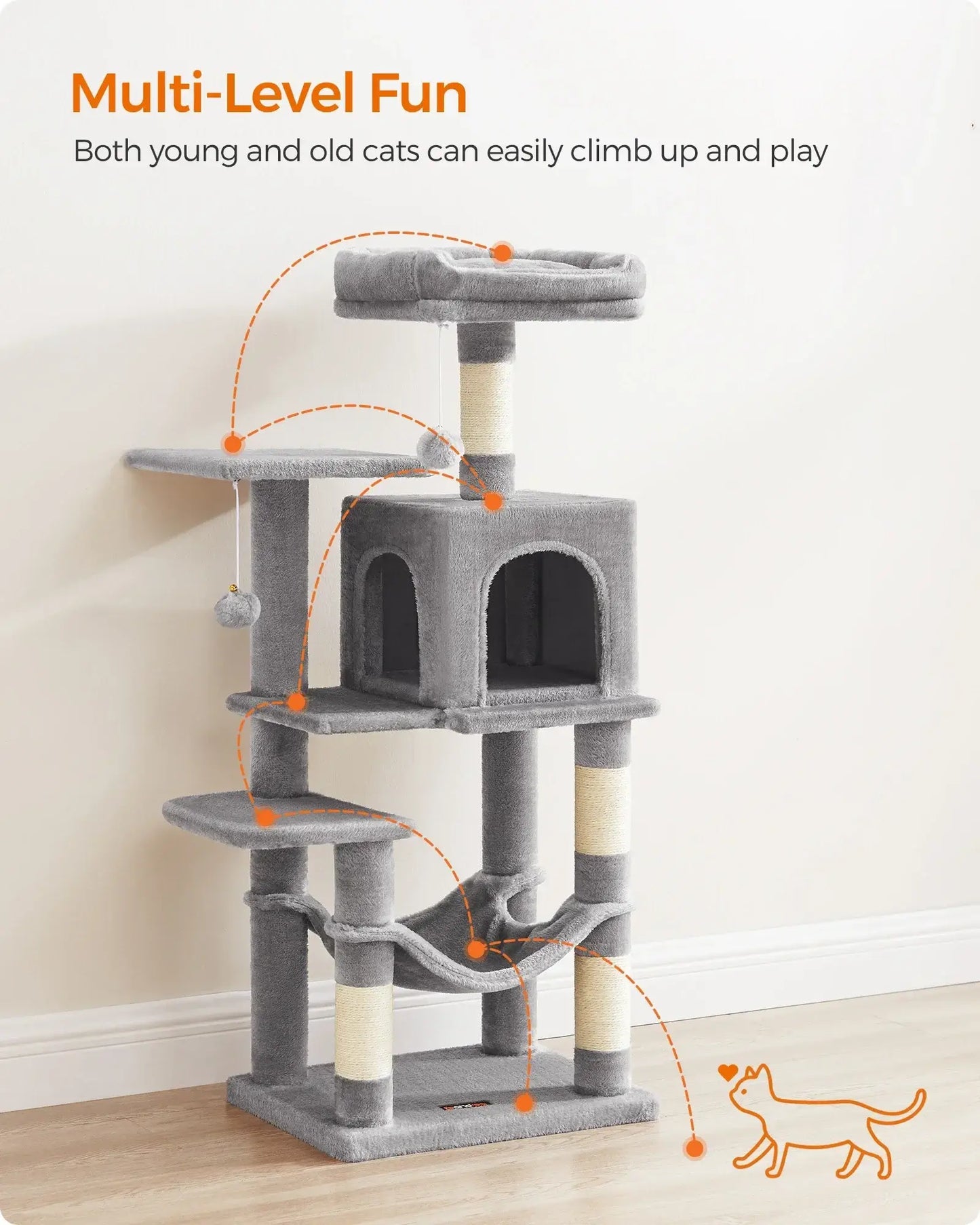 Feandrea Cat Tree Multi-Level with 4 Scratching Posts