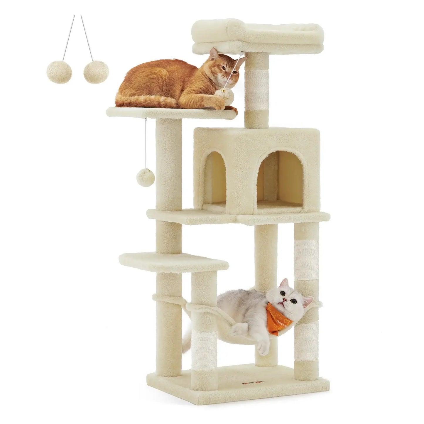 Feandrea Cat Tree Multi-Level with 4 Scratching Posts - Yellow / M / UNITED KINGDOM