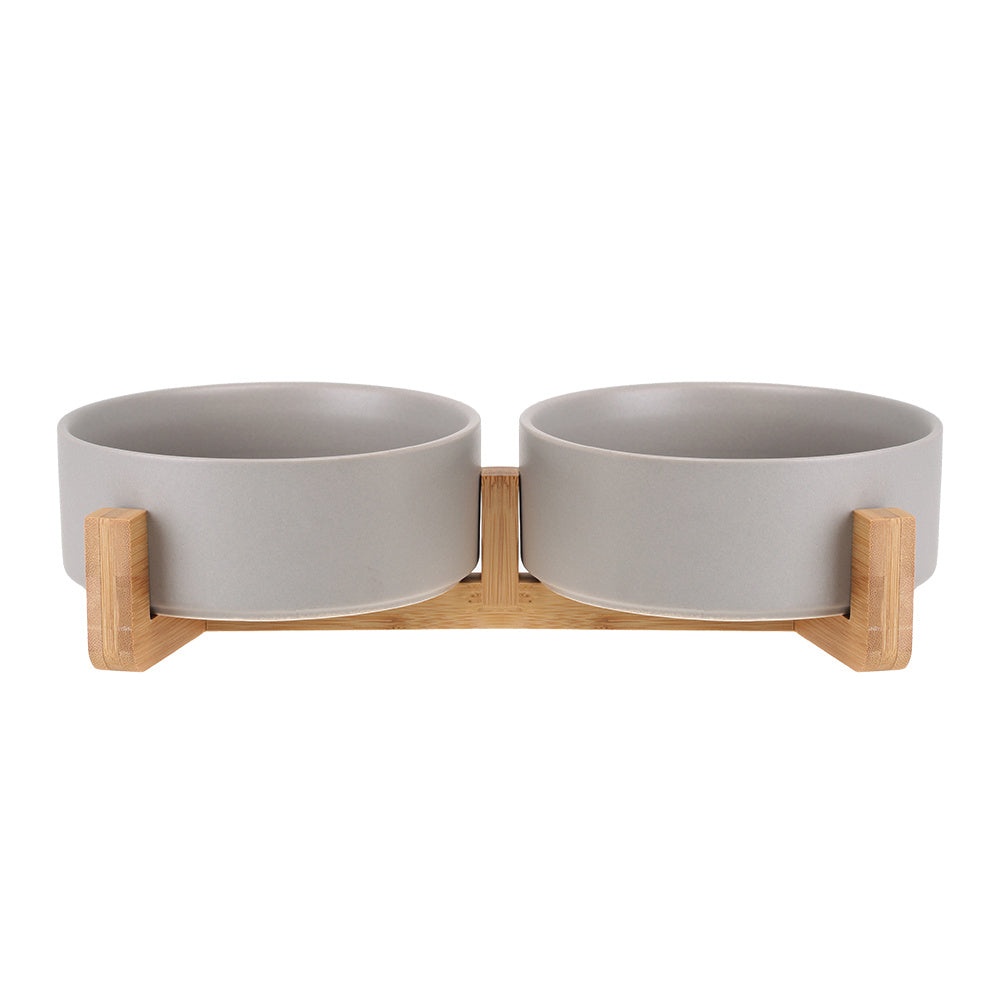 Cat Bowl Double with Wooden Frame