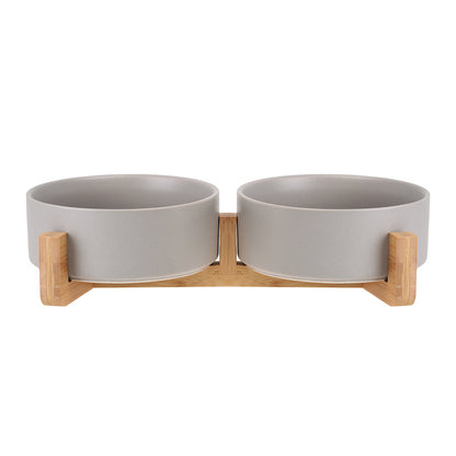 Cat Bowl Double with Wooden Frame