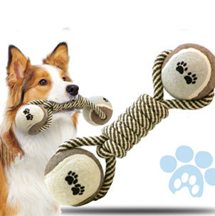 Dog Dumbbell Rope Tennis Ball Toy