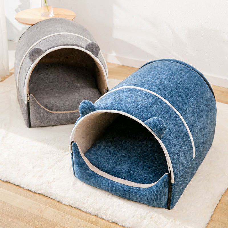 Soft Chenille Dog Kennel House Enclosed