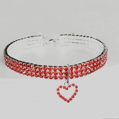 Cat Collar Three Row Rhinestone