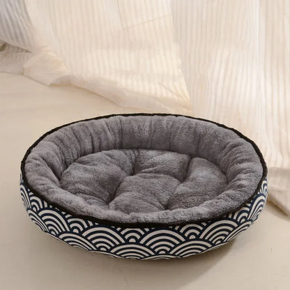 Dog Bed with Cushion ,Double Sides and Soft Cotton Basket