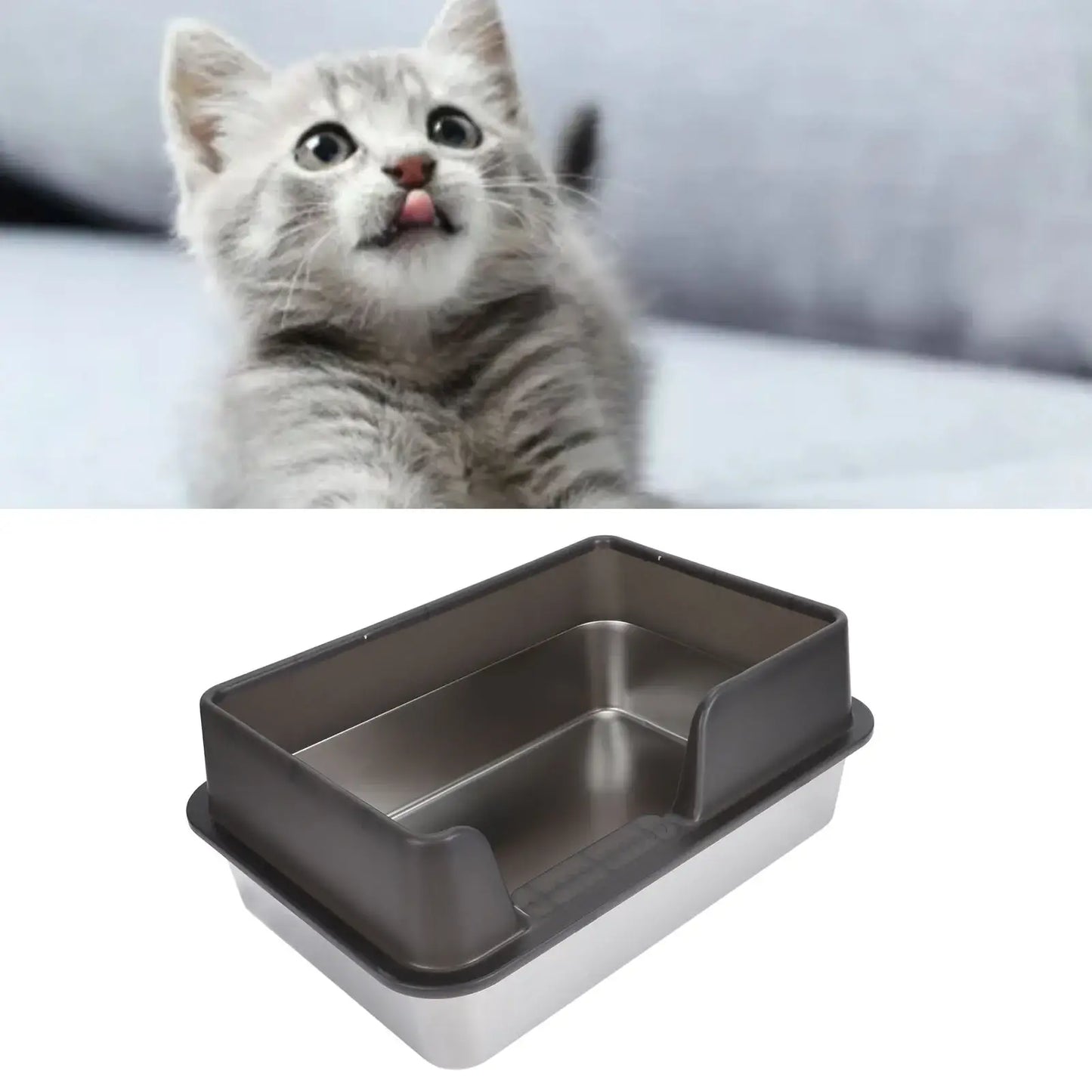 Cat Litter Box High Wall Sides Enclosed Stainless Steel