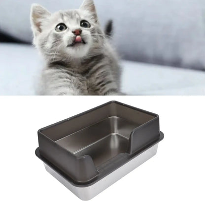 Cat Litter Box High Wall Sides Enclosed Stainless Steel