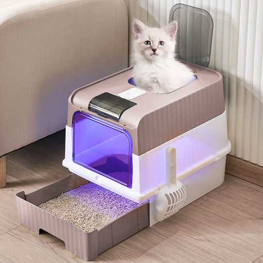 Cat Litter Box with UV Sterilization Fully Enclosed