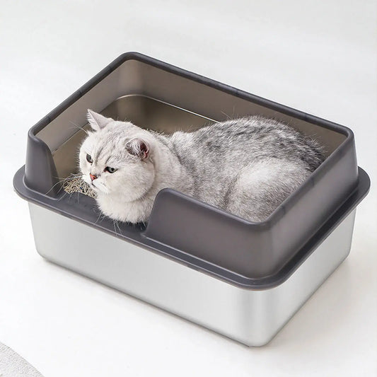 Cat Litter Box High Wall Sides Enclosed Stainless Steel