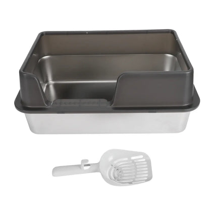 Cat Litter Box High Wall Sides Enclosed Stainless Steel