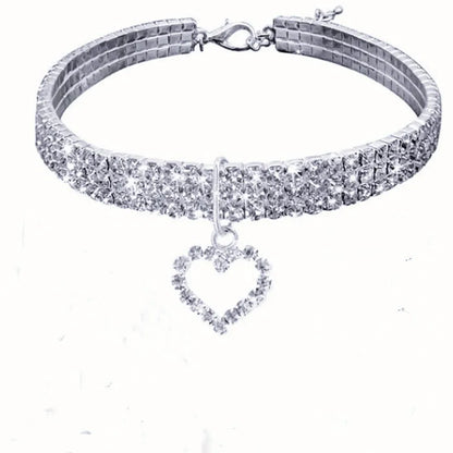 Cat Collar Three Row Rhinestone