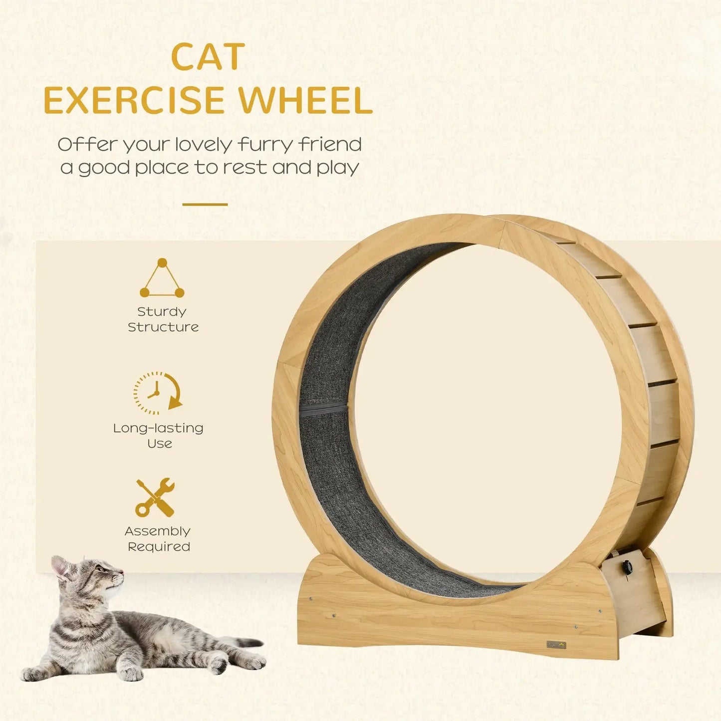 Paw Hut Cat Treadmill Natural Wood