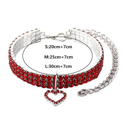 Cat Collar Three Row Rhinestone