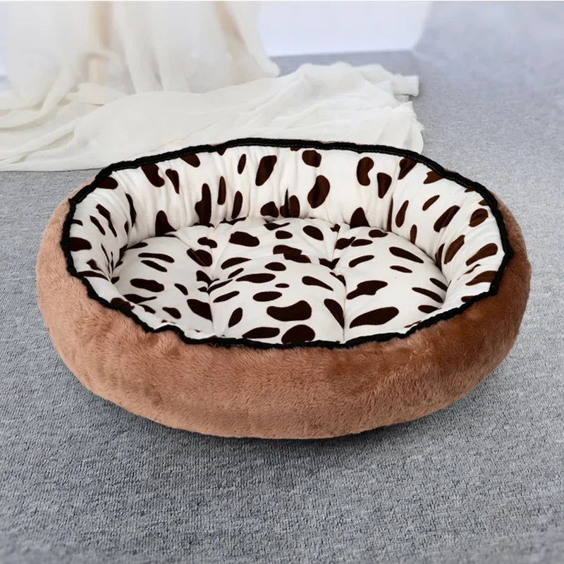 Dog Bed with Cushion ,Double Sides and Soft Cotton Basket