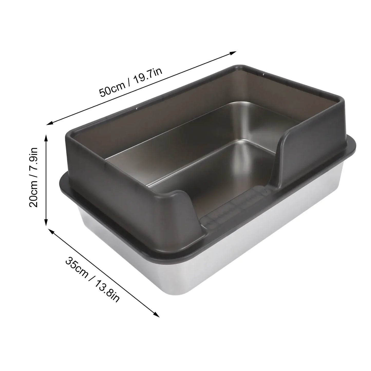 Cat Litter Box High Wall Sides Enclosed Stainless Steel