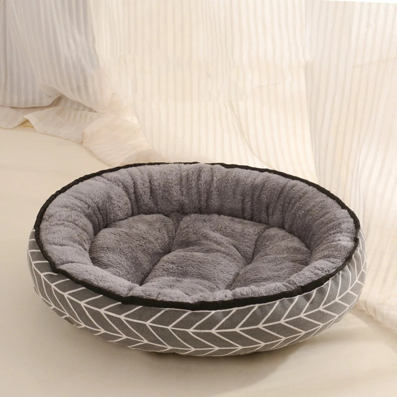 Dog Bed with Cushion ,Double Sides and Soft Cotton Basket