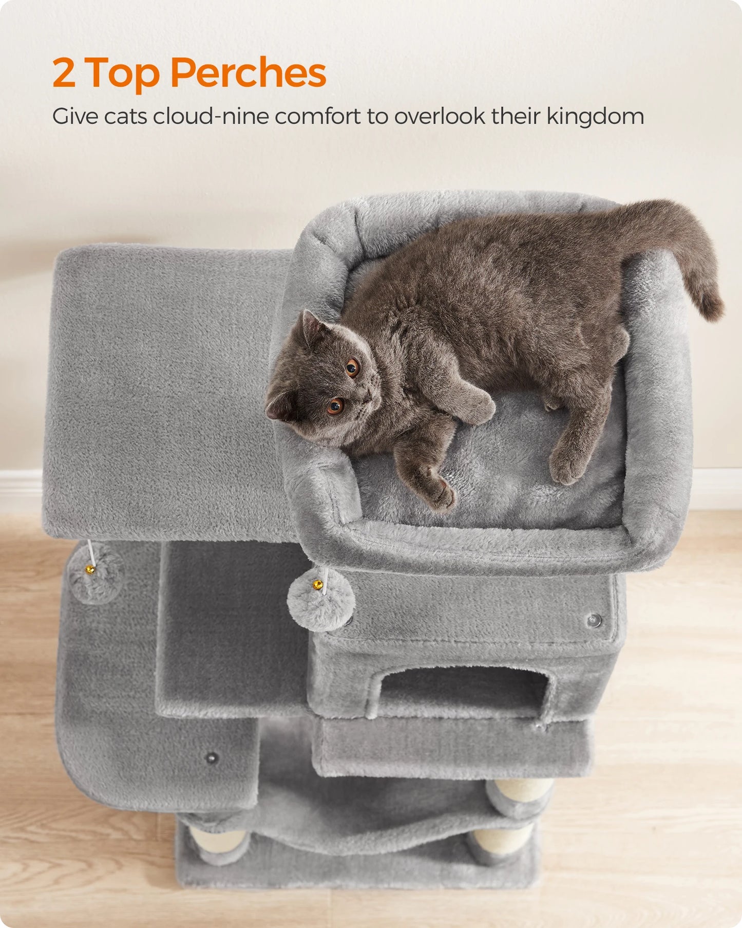 Feandrea Cat Tree , Multi-Level with 4 Scratching Posts