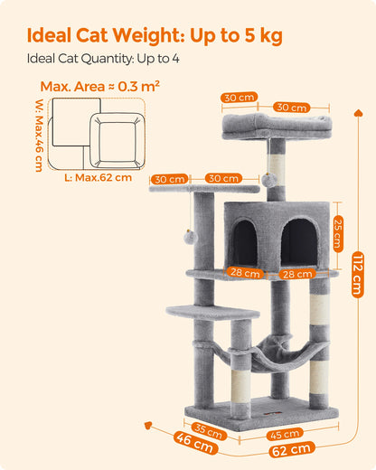 Feandrea Cat Tree , Multi-Level with 4 Scratching Posts