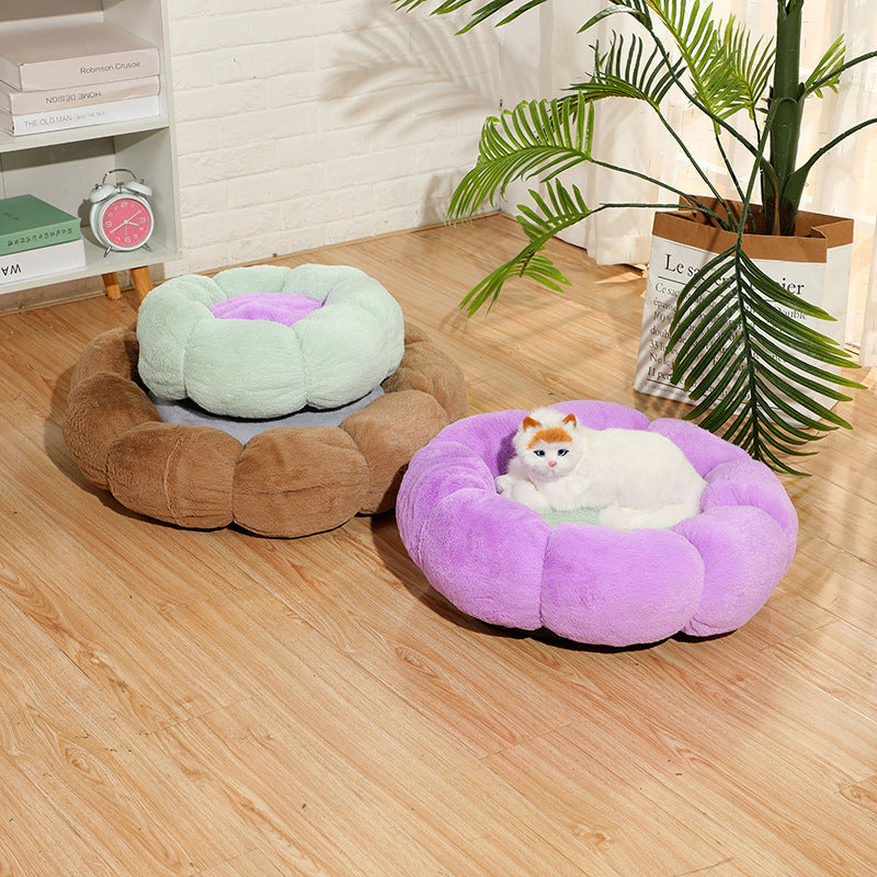 Plush Velvet Cat Kennel Bed