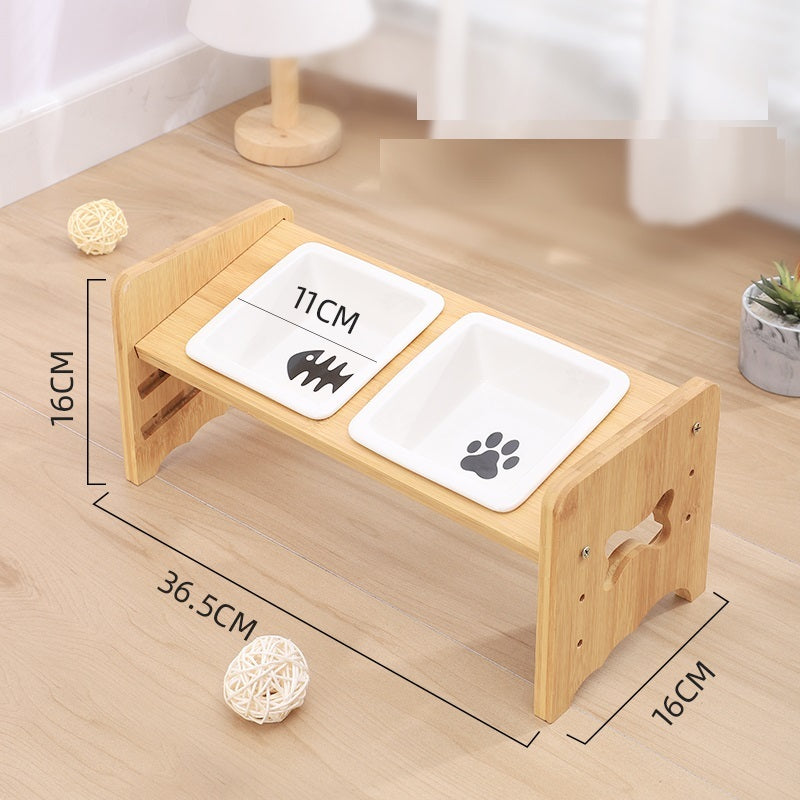 Adjustable Cat Bowl - 02White / 3layers adjustable - Pet bowl