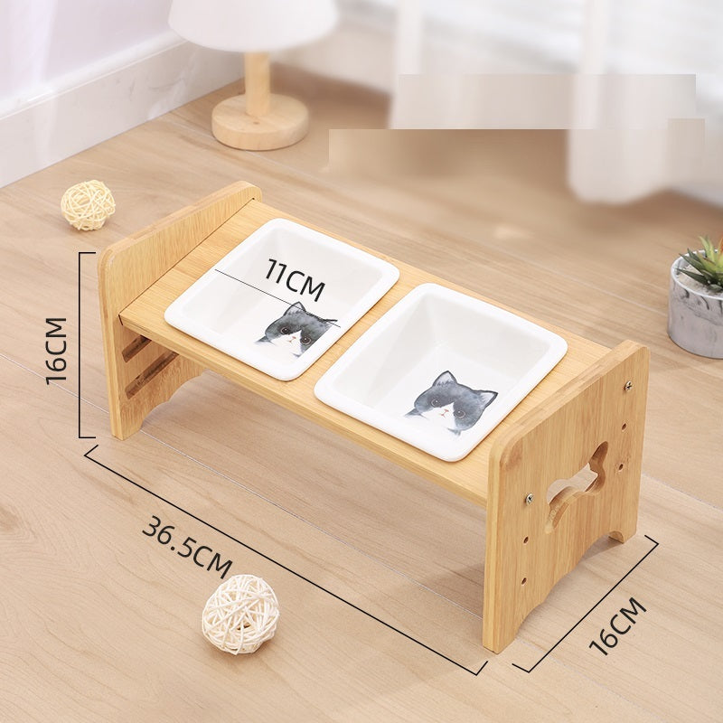 Adjustable Cat Bowl - 04White / 3layers adjustable - Pet bowl
