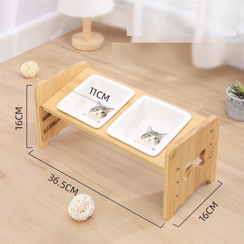 Adjustable Cat Bowl - 09White / 3layers adjustable - Pet bowl