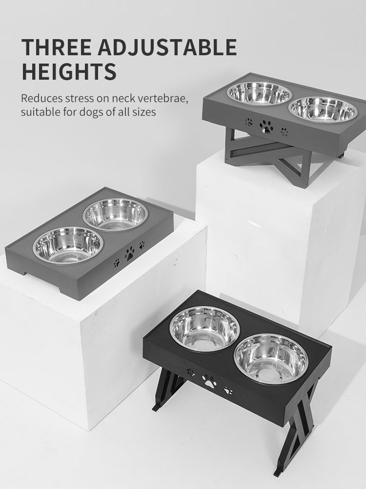 Adjustable Dog Bowl - Black - Pet bowl