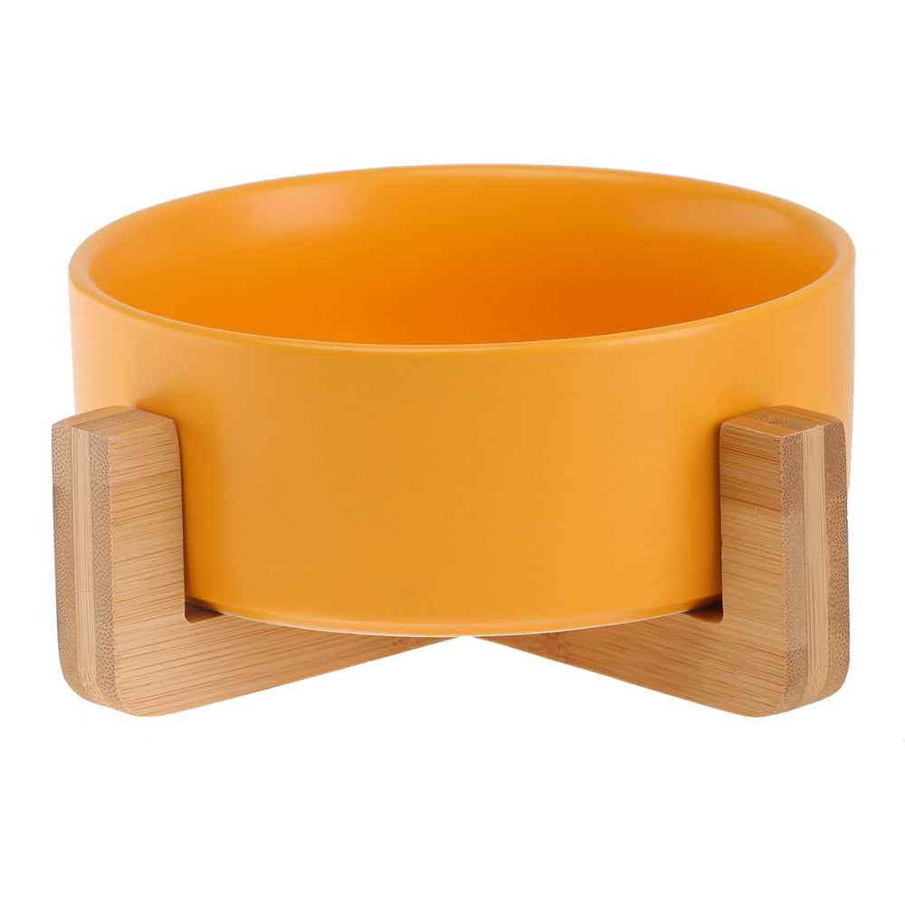 Cat Bowl Double with Wooden Frame - Apricot bowl wooden frame / 400ML per bow - Pet bowl