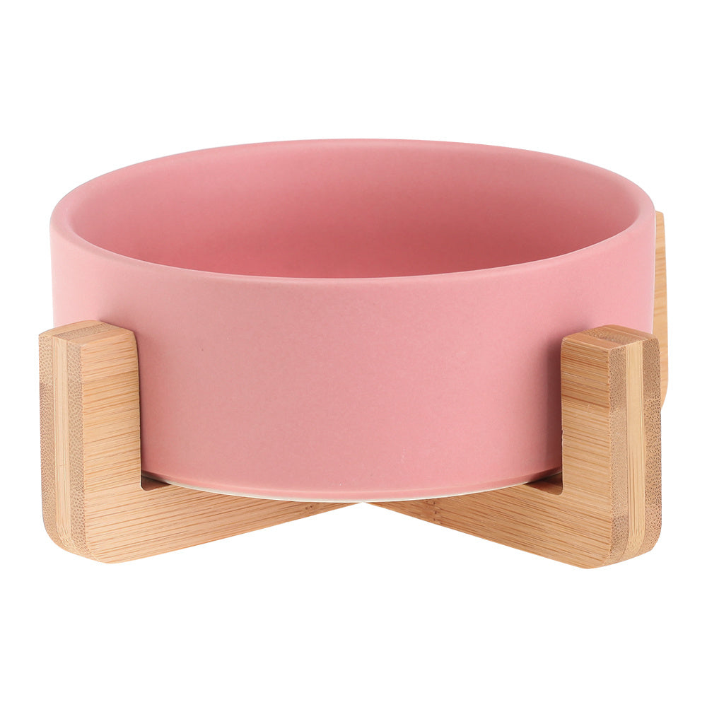 Cat Bowl Double with Wooden Frame - Cherry powder bowl wooden fram / 400ML per bow - Pet bowl