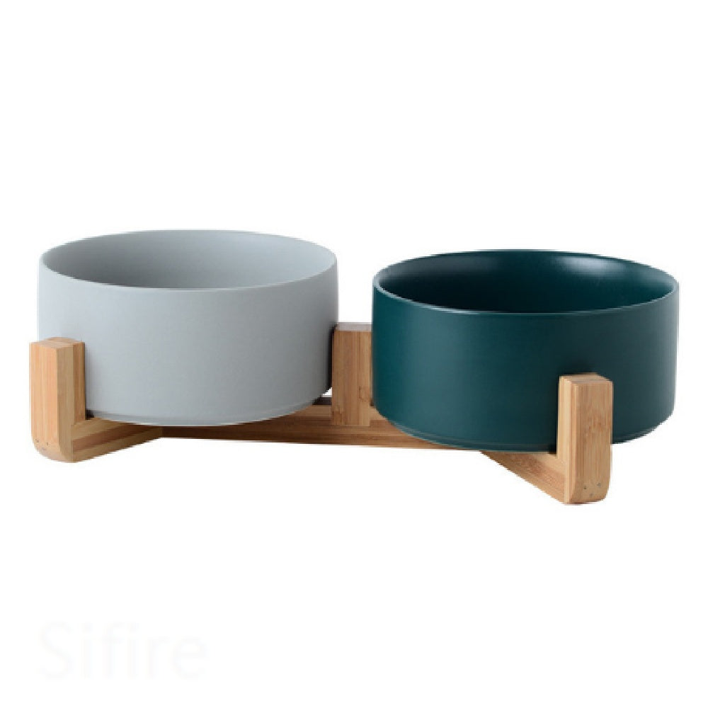 Cat Bowl Double with Wooden Frame - Pet bowl