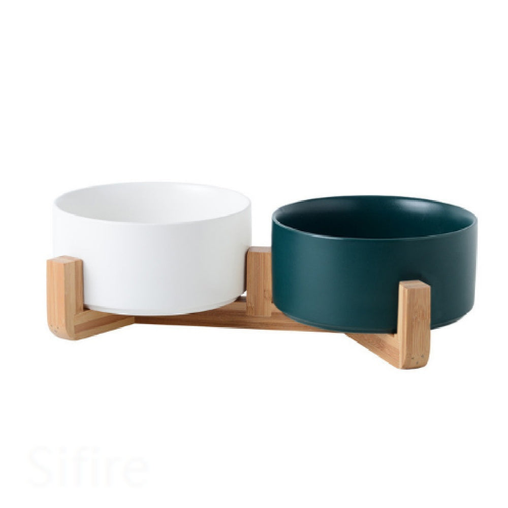 Cat Bowl Double with Wooden Frame - Pet bowl