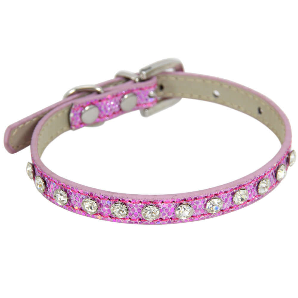 Cat collar - Pink / With diamond / M - Cat collar
