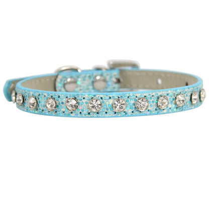 Cat collar - Sky Blue / With diamond / M - Cat collar
