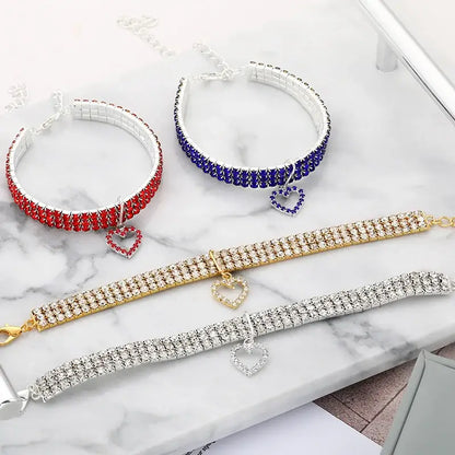 Cat Collar Three Row Rhinestone - Just4Pets