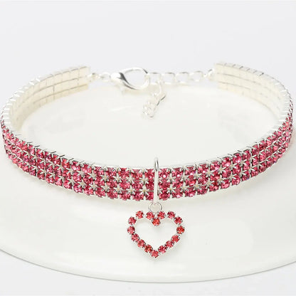 Cat Collar Three Row Rhinestone - Just4Pets