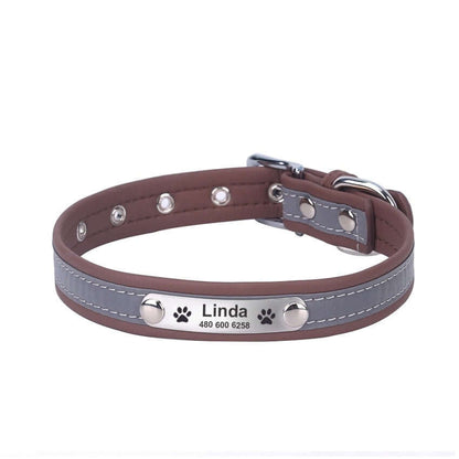 Cat Collar with Reflective Letter - Light Brown / L - Cat collar