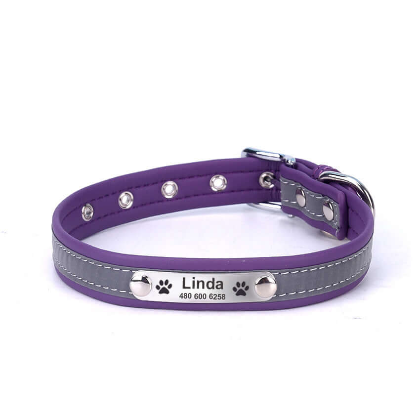 Cat Collar with Reflective Letter - Purple / L - Cat collar