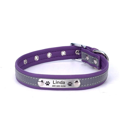 Cat Collar with Reflective Letter - Purple / L - Cat collar