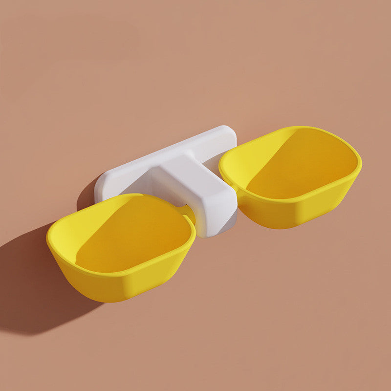Cat Double Bowl With Adjustable Height - Yellow - Pet bowl