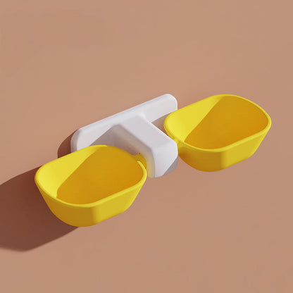 Cat Double Bowl With Adjustable Height - Yellow - Pet bowl