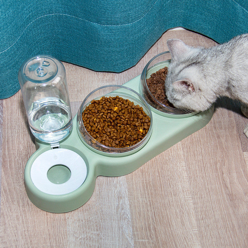 Cat Double Bowl With Water Bottle - Pet bowl