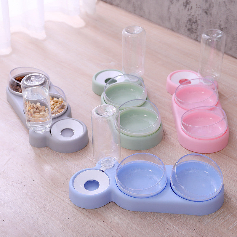 Cat Double Bowl With Water Bottle - Pet bowl