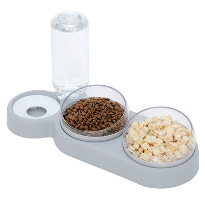 Cat Double Bowl With Water Bottle - Pet bowl