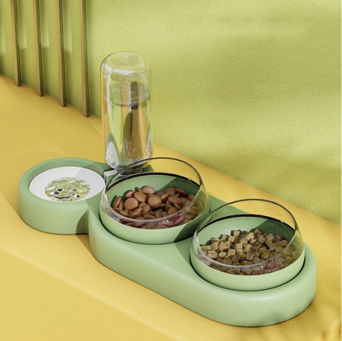 Cat Double Bowl With Water Bottle - Pet bowl